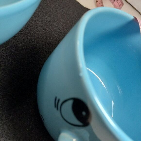 Vintage Livingware Collection 3 D Blu Fun Faces Cup and Bowl Cottagecore Kitsch - Picture 8 of 8